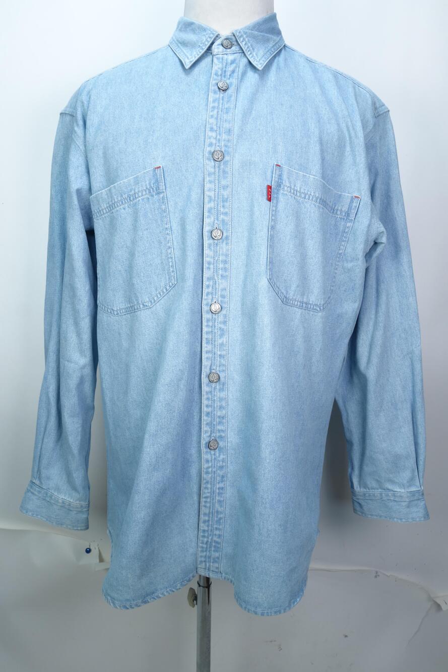 Vintage Grateful Dead Chambray Shirt Men Large Blue Denim Long Sleeve Button Up